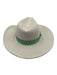 Dorfman Cream & Green Paper Straw Ribbon Panama Hat Cream & Green / One Size