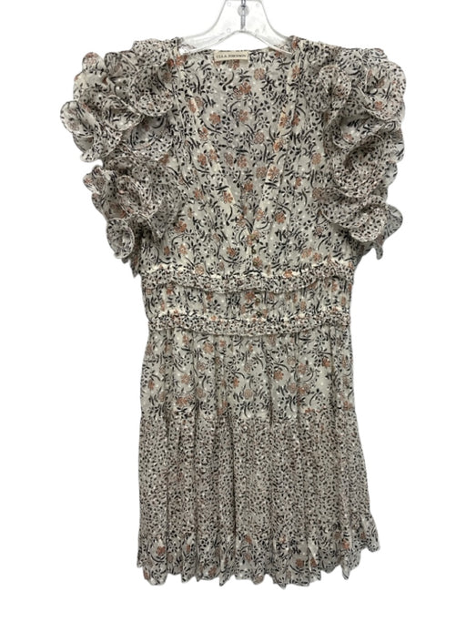 Ulla Johnson Size 6 Cream, Black, Orange Silk Blend Ruffle Flounce Mini Dress Cream, Black, Orange / 6