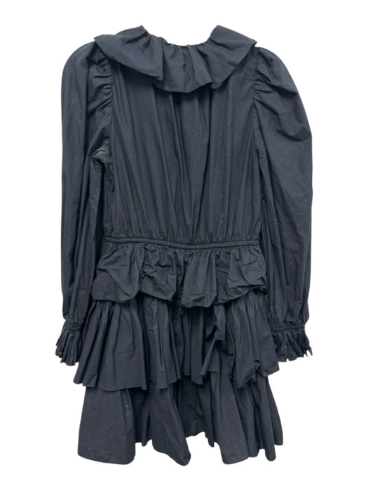 Ulla Johnson Size 4 Black Cotton Ruffle Drawstring Waist Long Sleeve Mini Dress Black / 4