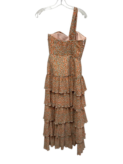 Significant Other Size 2 Orange & Green Polyester Micro Pleated Floral Dress Orange & Green / 2