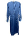 Ganni Size 32 / XS Blue Polyester Satin Front Ruching Drawstring Midi Dress Blue / 32 / XS