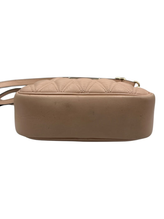 Mario Valentino Beige Pink Leather Tassel Quilted Zip Crossbody Bag Beige Pink / S