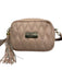 Mario Valentino Beige Pink Leather Tassel Quilted Zip Crossbody Bag Beige Pink / S