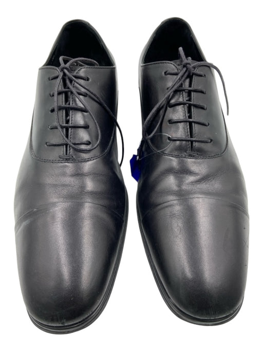 Ferragamo Shoe Size 8 Black Leather Solid Lace Up Men's Shoes 8