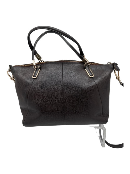 Coach Brown Pebbled Leather Handbag & Crossbody Top Zip silver hardware Bag Brown / M