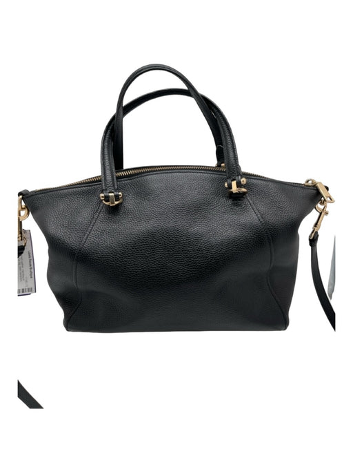 Coach Black Pebbled Leather Handbag & Crossbody Top Zip Gold Hardware Bag Black / M