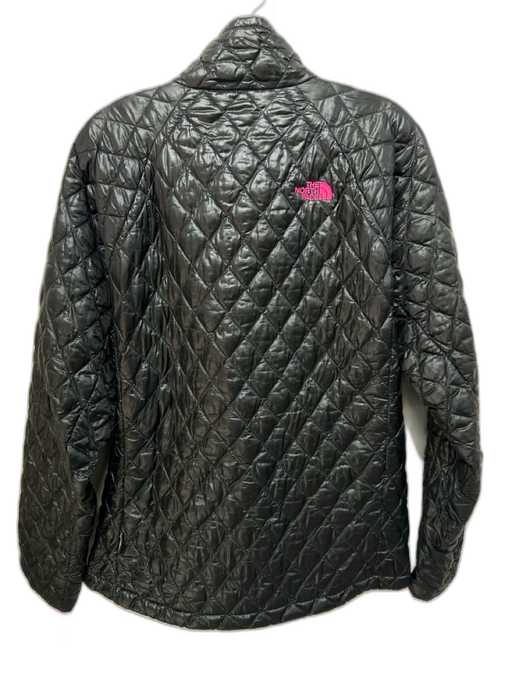 The North Face Size L Black Polyester Diamond Quilted Zip Up Mock Collar Jacket Black / L