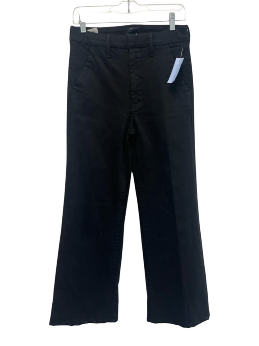 Mother Size 28 Black Cotton Blend High Rise Hook & Button Close Wide Leg Jeans Black / 28