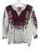 Johnny Was Size XS White, Red, Green Linen Embroidered Flowers Notch Neck Top White, Red, Green / XS