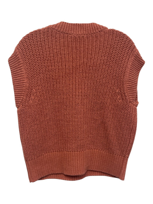 Haven Size XS Clay Orange Cotton Blend Chunky Knit V Neck Sleeveless Sweater Clay Orange / XS