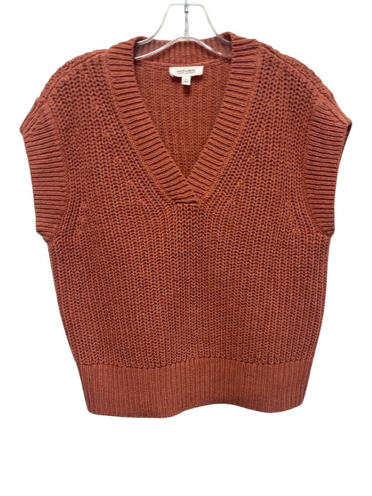 Haven Size XS Clay Orange Cotton Blend Chunky Knit V Neck Sleeveless Sweater Clay Orange / XS
