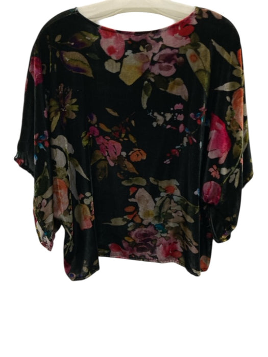 Johnny Was Size XS Multicolor Rayon & Silk Velvet Floral Top Multicolor / XS