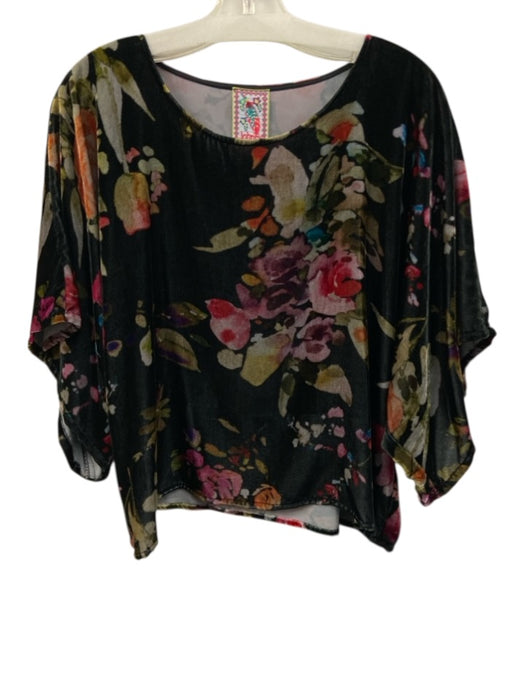 Johnny Was Size XS Multicolor Rayon & Silk Velvet Floral Top Multicolor / XS