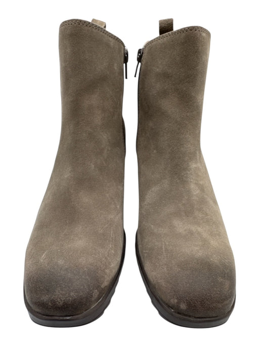 Comfortiva Shoe Size 9.5 Gray Leather Suede Side Zip Block Heel Booties Gray / 9.5