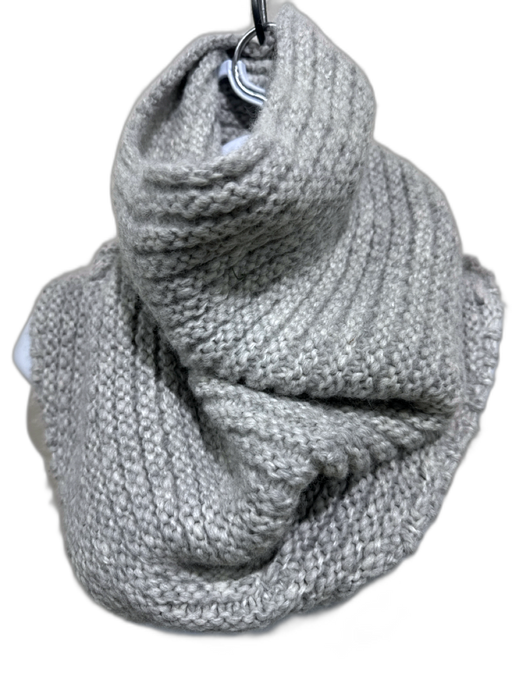 Lauren Wood Light Gray Baby Alpaca & Silk Knit Heathered Tube Neck Warmer scarf Light Gray