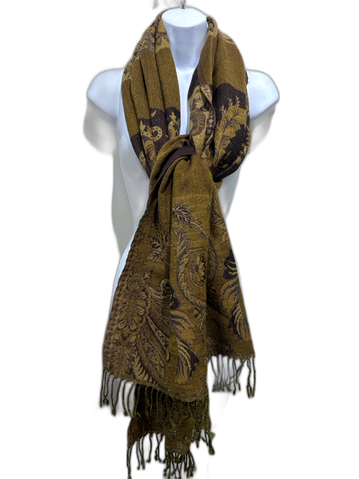 Brown No Fabric Tag Paisley Fringe Wrap Shawl scarf Brown