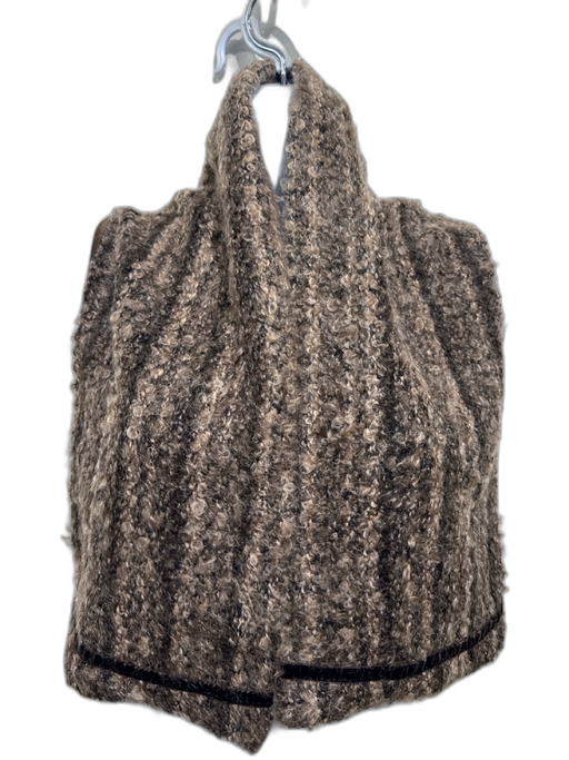 Susan Daniels Brown No Fabric Tag Boucle Velvet Detail scarf Brown / Small