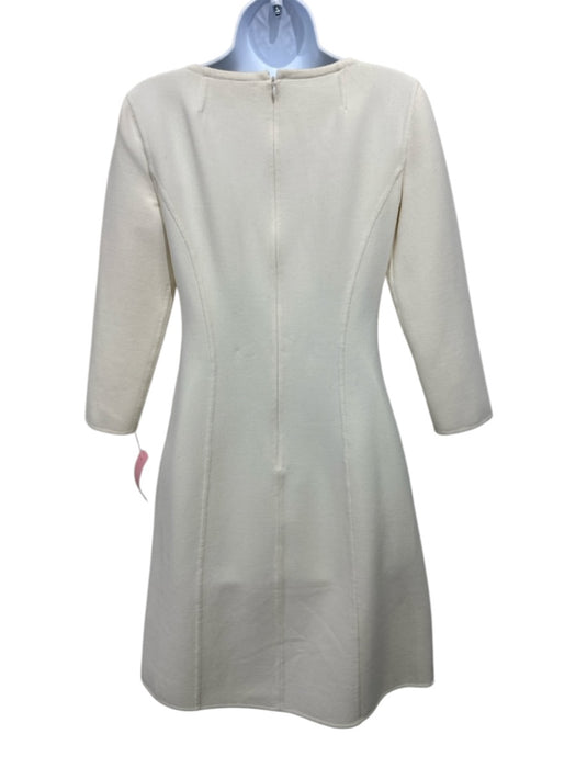 Michael Kors Collection Size 2 Cream Wool Blend 3/4 Sleeve Back Zip Dress Cream / 2