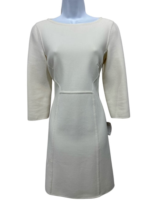Michael Kors Collection Size 2 Cream Wool Blend 3/4 Sleeve Back Zip Dress Cream / 2
