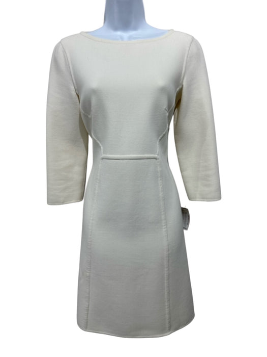 Michael Kors Collection Size 2 Cream Wool Blend 3/4 Sleeve Back Zip Dress Cream / 2