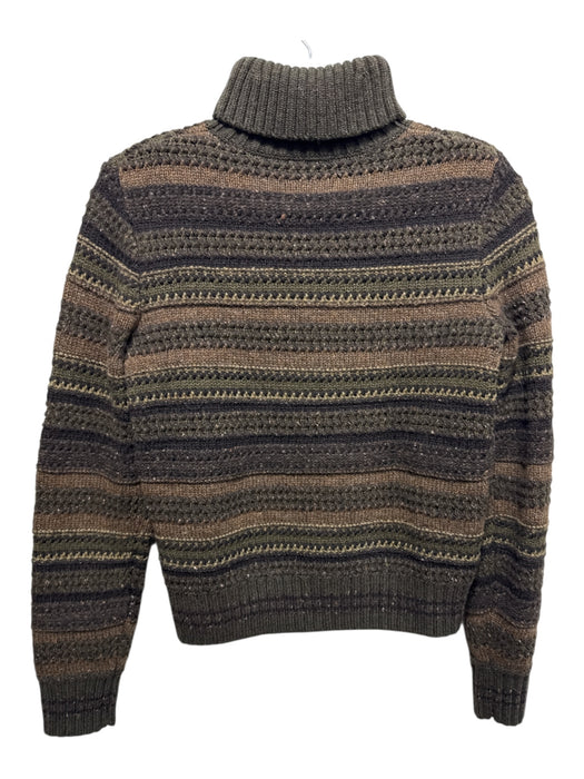 RRL Ralph Lauren Size S Green Multi Wool Chunky Knit Tonal Print Sweater Green Multi / S