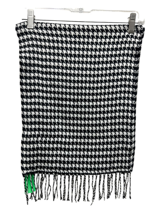 Black & White Cashmere Houndstooth Fringe Trim Rectangular scarf Black & White / One Size