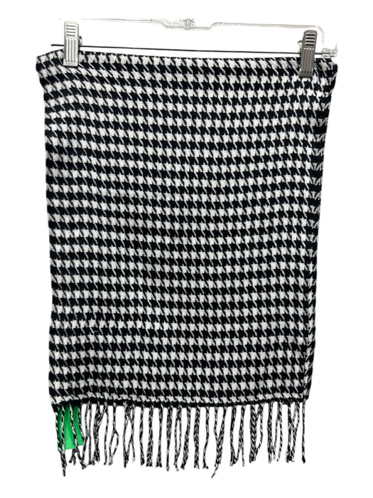 Black & White Cashmere Houndstooth Fringe Trim Rectangular scarf Black & White / One Size