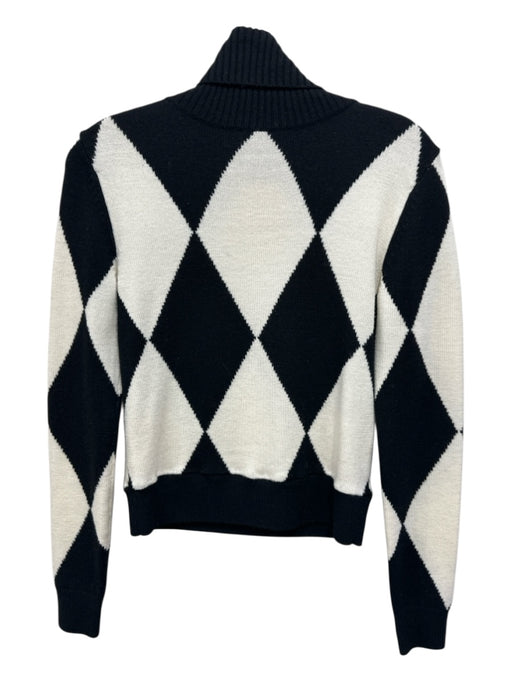 Perfect Moment Size XS Black & White Long Sleeve Checked Turtleneck Sweater Black & White / XS