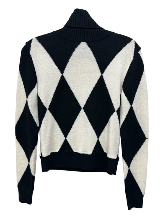 Perfect Moment Size XS Black & White Long Sleeve Checked Turtleneck Sweater Black & White / XS