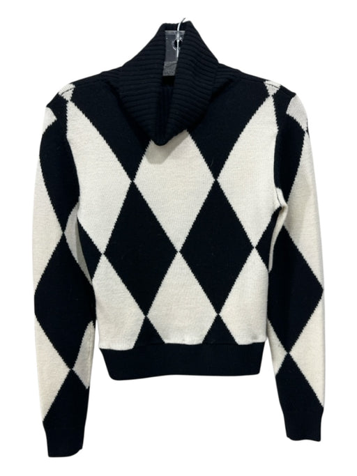 Perfect Moment Size XS Black & White Long Sleeve Checked Turtleneck Sweater Black & White / XS