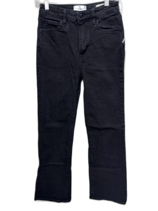 Frame Size 25 Black Cotton Blend Zip & Button High Rise Boot Cut Jeans Black / 25