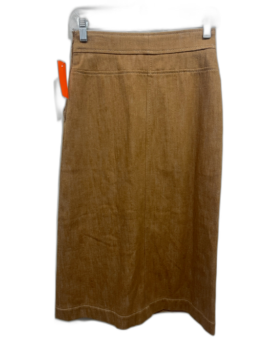 Akris Punto Size 2 Tan Brown Wool Blend Paneled Pocketed Front Front Slit Skirt Tan Brown / 2