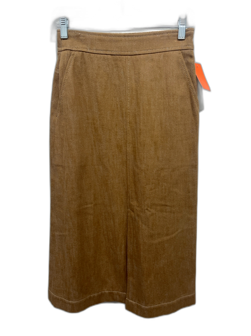 Akris Punto Size 2 Tan Brown Wool Blend Paneled Pocketed Front Front Slit Skirt Tan Brown / 2