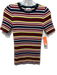 Akris Punto Size 6 White & Multi Wool Ribbed Knit Striped Short Sleeve Top White & Multi / 6
