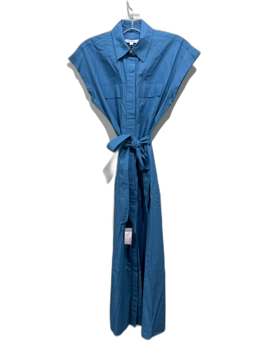 Derek Lam 10 Crosby Size 0 Slate Blue Cotton Blend Cap Sleeve Button Front Dress Slate Blue / 0