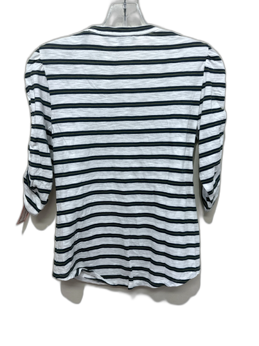 Veronica Beard Size XS Green, Navy, White Cotton Half Sleeve Striped Top Green, Navy, White / XS