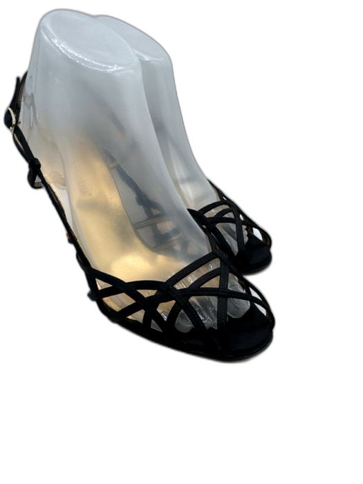 Dolce & Gabbana Shoe Size 39 Black & Gold Leather & Textile Peep Toe Cage Pumps Black & Gold / 39
