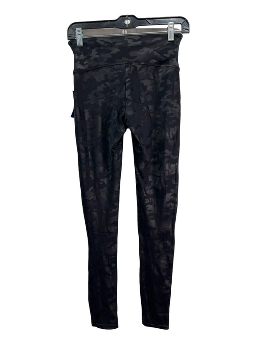 Spanx Size Medium Black Nylon Camoflage Full Length Leggings Black / Medium