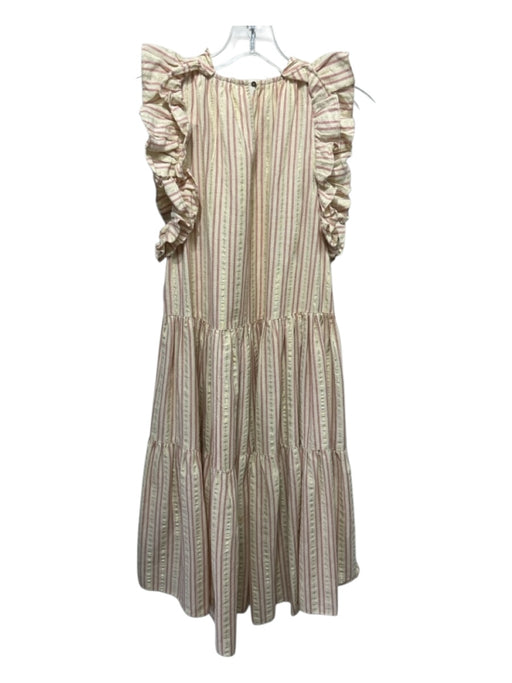 Ulla Johnson Size 4 Red & Yellow Cotton Blend Ruffle Cap Sleeve Striped Dress Red & Yellow / 4