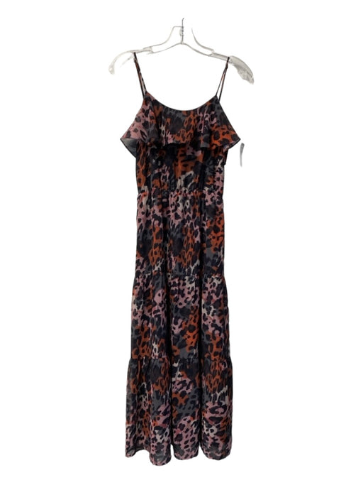 House of Harlow Size XS Black Orange & Multi Spaghetti Strap Animal Print Dress Black Orange & Multi / XS