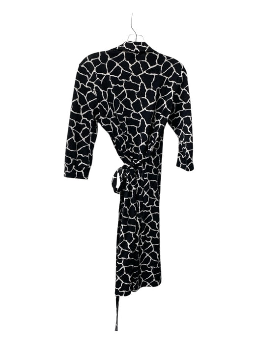 Diane Von Furstenberg Size 8 Black & White Cotton Blend Giraffe Print Wrap Dress Black & White / 8