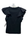 Veronica Beard Jeans Size S Black Cotton & Spandex Ruffle Cap Sleeve V Neck Top Black / S