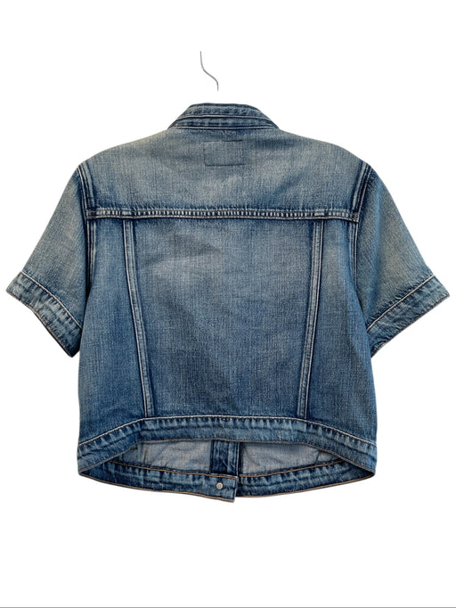 Hudson Blue Cotton Front Button Short Sleeve Front Pocket Jacket (Outdoor) Blue / XS