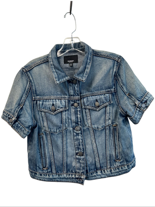 Hudson Blue Cotton Front Button Short Sleeve Front Pocket Jacket (Outdoor) Blue / XS