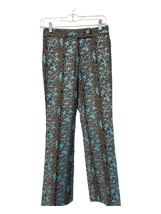 Etcetera Size 0 Brown & Turqoise Nylon Blend Zipper & Button Front Pants Brown & Turqoise / 0