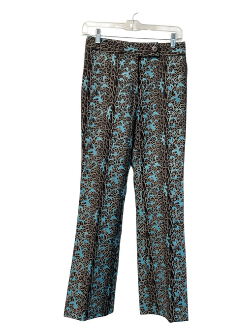 Etcetera Size 0 Brown & Turqoise Nylon Blend Zipper & Button Front Pants Brown & Turqoise / 0