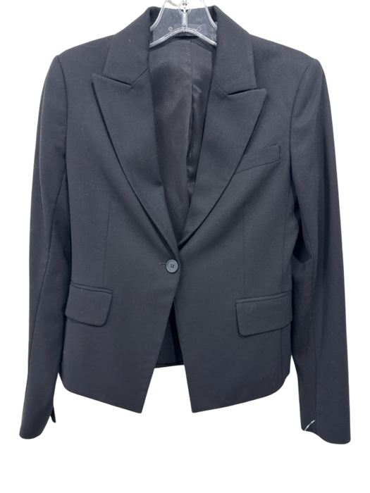 Theory Size 0 Black Wool Single Breasted Flap Pockets Blazer Jacket Black / 0