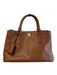Tory Burch Light Brown Saffiano Leather 2 Handles Goldtone Hardware Top Zip Bag Light Brown / Medium