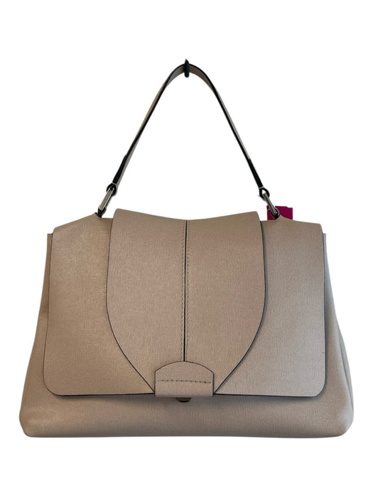 Gianni Chiarini Light Beige Saffiano Leather Flap Closure Snap 1 handle Bag Light Beige / Medium