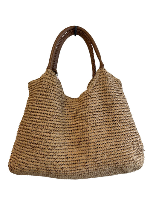 Tommy Bahama Tan Straw Double Handle Snap Closure Interior Pocket Tassel Bag Tan / Medium